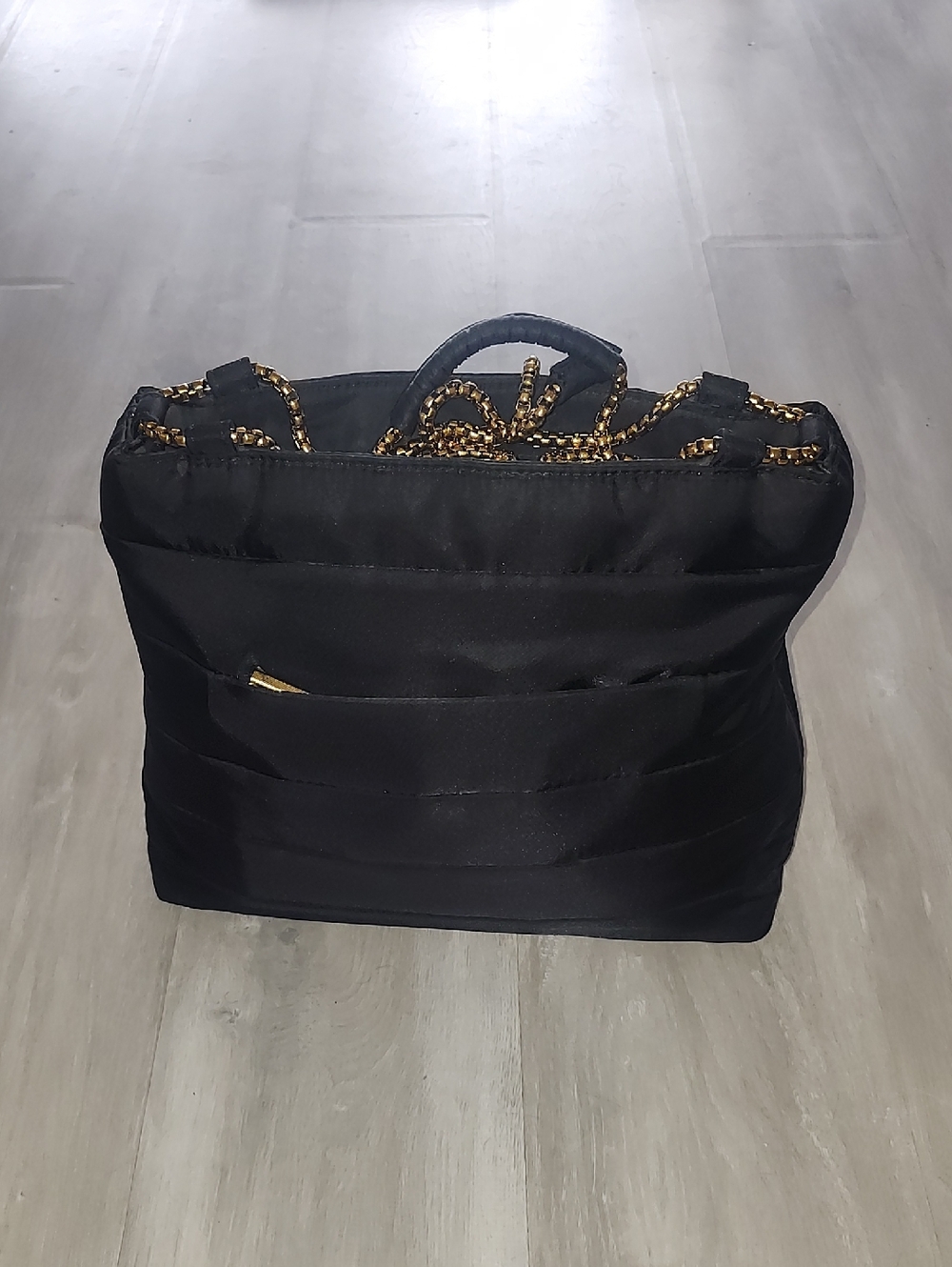 Eric Javits Quilted Black Chain-Handle Tote Bag